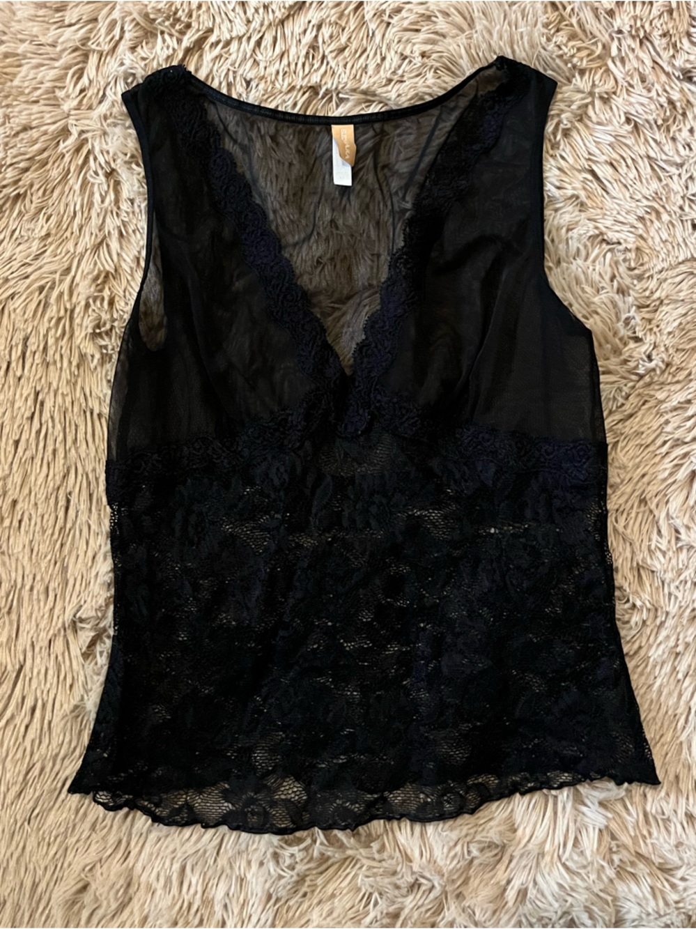 Sensara Black Mesh Lace Sheer Bustier Top M